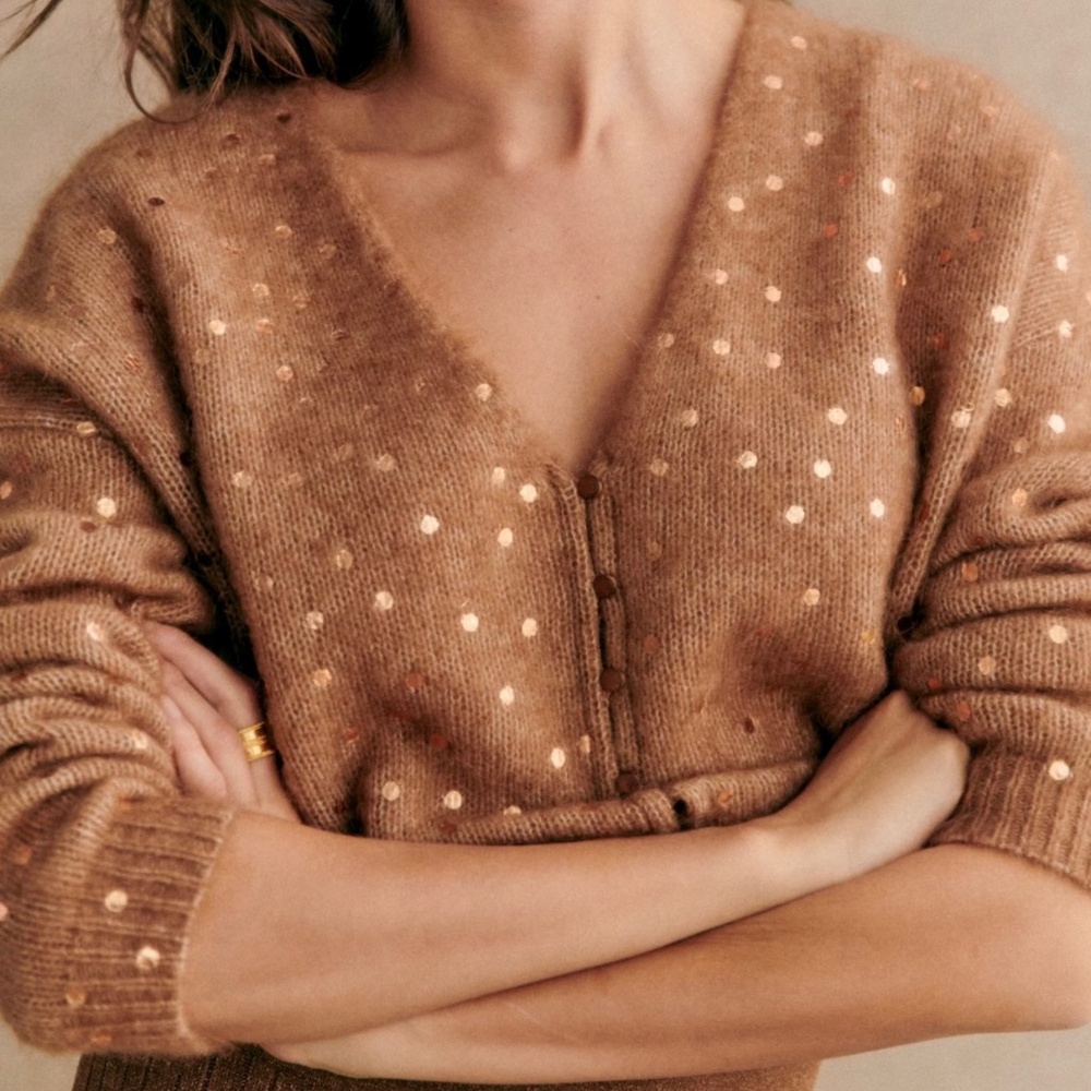 Sezane Lizy Cardigan Golden Camel - Size XS